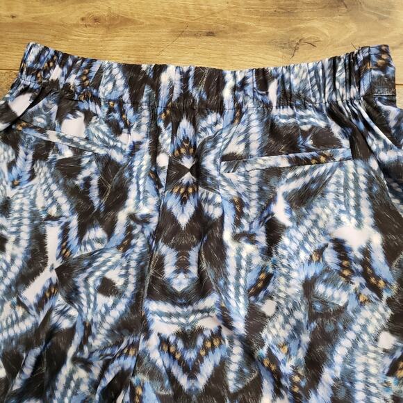 Rieley Pants High Rise Ankle Length Silky Tapered Blue and Black Pocket Medium - Picture 10 of 11